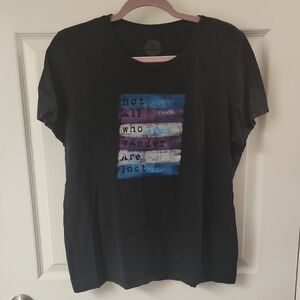 Life Is Good Black Tee with Blue and Purple Graphic